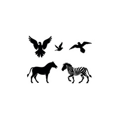 Black silhouette animal vector set