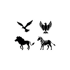 Black silhouette animal vector set
