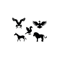 Black silhouette animal vector set