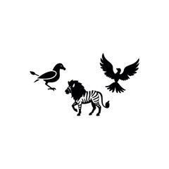 Black silhouette animal vector set