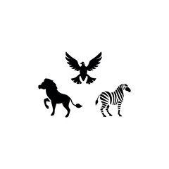 Fototapeta premium Black silhouette animal vector set