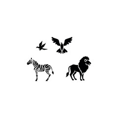 Black silhouette animal vector set
