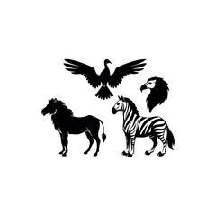 Black silhouette animal vector set