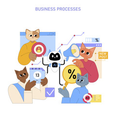 Business Processes. Flat Vector Illustration