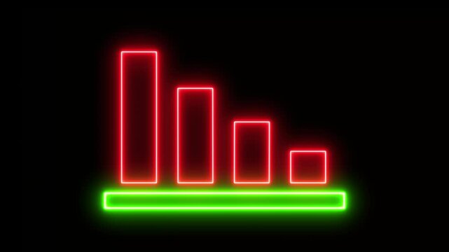 Animated down graph icon designed business or finance concept icon. business loss graph show chart.