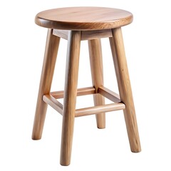 A simple, sturdy wooden stool perfect for a rustic kitchen or cozy cottage, showcasing its natural wood grain and simple design with a light, clean background.