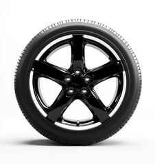 Obraz premium Isolated Car Tire with Black Rim on White Background Studio Shot