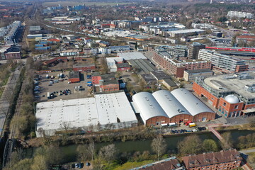 Hamburg Bergedorf . Baugebiet Stuhlrohrquartier südlich Bergedorfer Tor und östlich Schleusengraben am Sander Damm und der Stuhlrohrstraße aus der Luft.