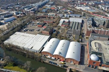 Hamburg Bergedorf . Baugebiet Stuhlrohrquartier südlich Bergedorfer Tor und östlich Schleusengraben am Sander Damm und der Stuhlrohrstraße aus der Luft.