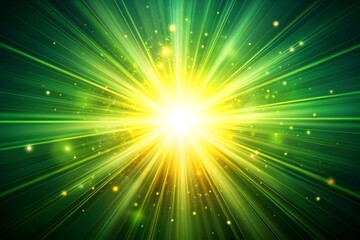 Naklejka premium Abstract Explosion of Light with Radiating Green and Yellow Beams