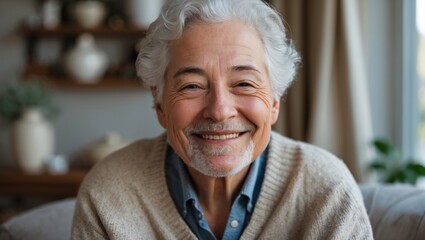 Happy senior man smiling,portrait,close-up
