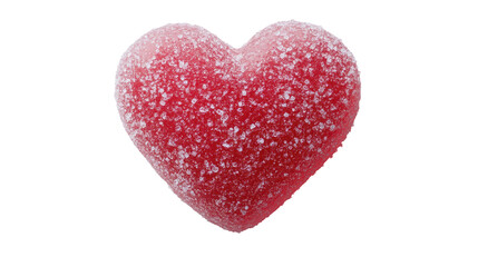 Obraz premium Sparkling red heart-shaped gummy candy, a sweet treat symbolizing love and affection.