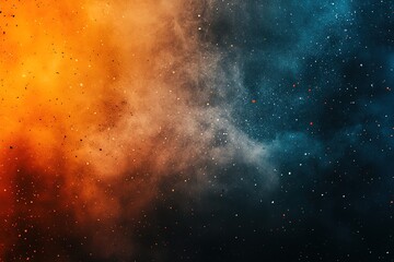 Abstract Cosmic Nebula Orange and Teal Dust Cloud Background Texture
