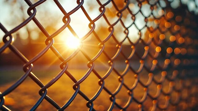 chain link fence with yellow background