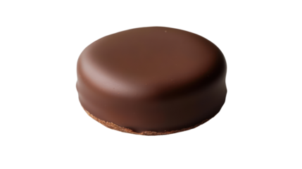 Delicious chocolate-covered dessert on a white background.