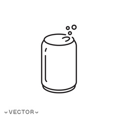 soda can line icon, metal soda can concept, thin line symbol isolated on white background, editable stroke eps 10 vector illustration