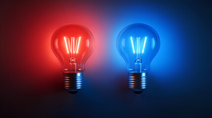Glowing red and blue bulb