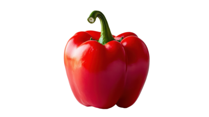 Fresh and vibrant red bell pepper isolated on a white background.