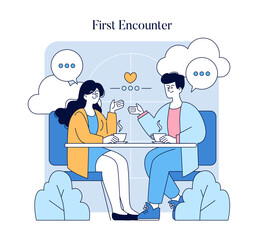 Long Distance Love. Flat Vector Illustration