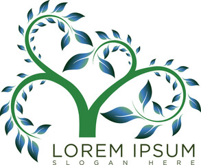 Abstract vibrant tree logo design, root vector - Tree of life logo design inspiration isolated on white background.	