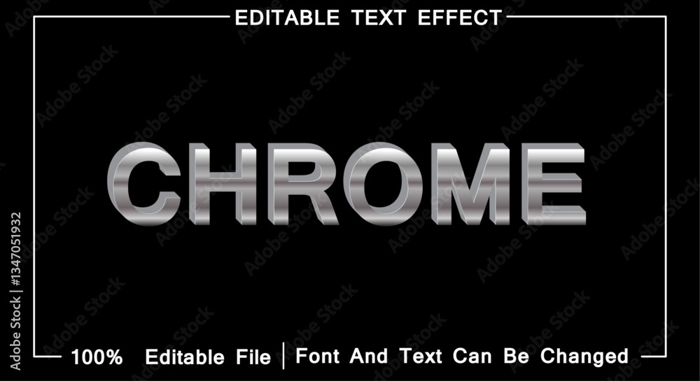 Fototapete Chrome  3D text effect on black background editable file. 3D design text can be changed.