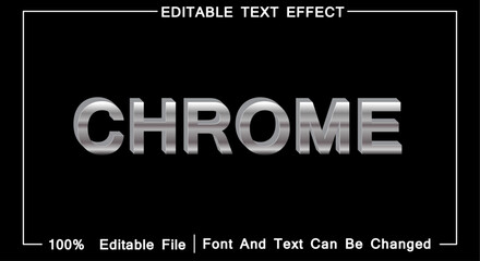 Chrome  3D text effect on black background editable file. 3D design text can be changed.