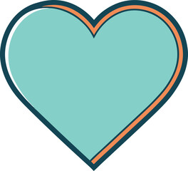 Heart Icon with Teal Fill and Orange Outline, A heart icon with a soft teal fill and an orange outline, symbolizing love, affection, and care.
