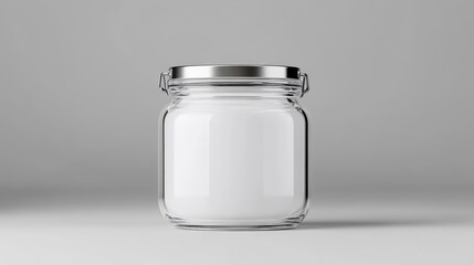 Clear glass jar with metal lid