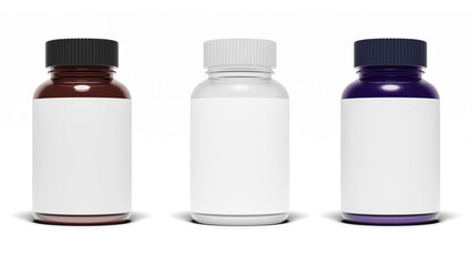 Medical Bottle Set – 3 Variations, Transparent & Shadow, Perfect for High Quality Mockups.