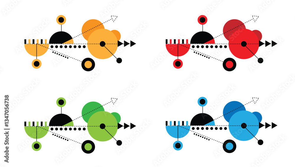 Poster Abstract Circles and Arrows Line Art Futuristic Design Element. Graphic elements and resources concept vector art