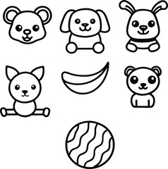 Adorable Animal Doodles – Easy Cartoon Coloring Sheet