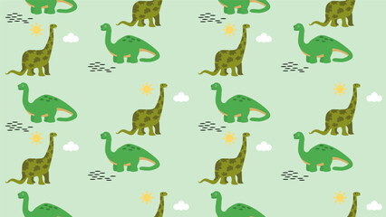 Dinosaurs seamless pattern background. Cute Dinosaurs illustration pattern. Cartoon Dinosaurs background. Perfect for fashion clothes, shirt, fabrics, textiles, wallpaper, decor, print, packaging.