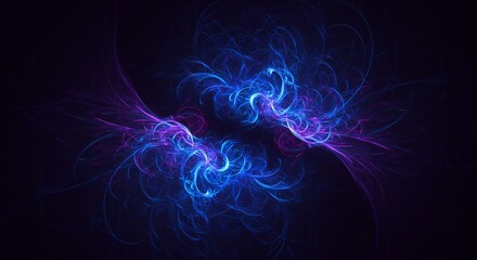 深紫と青の幻想的渦巻 暗闇に輝く神秘光彩