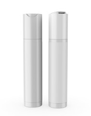 Blank Press Top Cap Cosmetic Container with Label 3d Illustration.