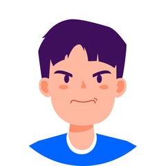 Cartoon Boy with Angry Expression, Design Inspiration, Illustration, Vector, Object, Template, Character