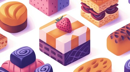 Mouthwatering display of assorted desserts and pastries, a visual feast for sweet indulgence