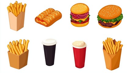Fast food feast, a illustration of classic quick service restaurant delights
