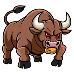 Fototapeta premium Angry Bull Cartoon Illustration: Fierce Animal Mascot, Vector Design