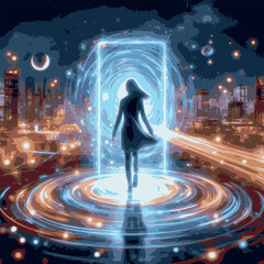 Time machine. Vector color drawing.
