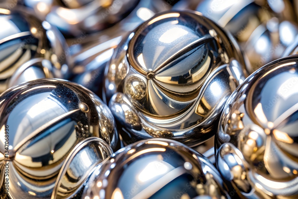 Canvas Prints shiny metallic spheres with abstract silver texture