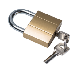 Padlock and key isolated