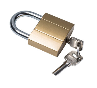 Padlock and key isolated