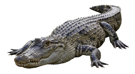Obraz premium A crocodile and alligator in the water at the zoo, showcasing their teeth and dangerous predator nature in a wild and isolated environment