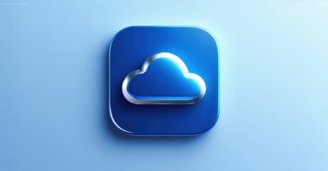 Deep blue and silver cloud based document collaboration tool with real time editing indicators flat d glossy style round square shape modern app icon featuring clean minimalist