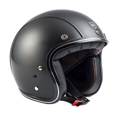 Fototapeta premium Black motorcycle helmet with white stripes on a transparent background