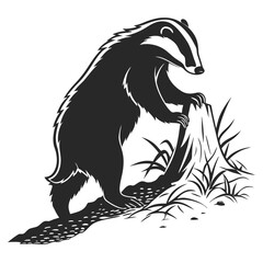A badger clawing at dirt image silhouette design vector art and illustration
