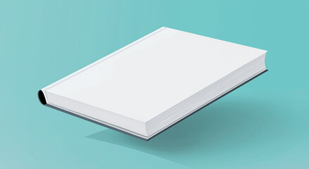 Maquete flutuante em &acirc;ngulo de um livro de capa dura com uma capa branca lisa exibindo a lombada para uso em apresenta&ccedil;&otilde;es de produtos, branding, embalagens, publicidade, publica&ccedil;&atilde;o e aplica&ccedil;&otilde;es 