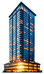 Fototapeta premium PNG Highrise building at dusk skyscraper tower architecture.