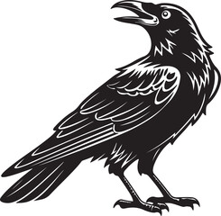 Obraz premium A black silhouette of a cartoon eagle and crow, vector bird art