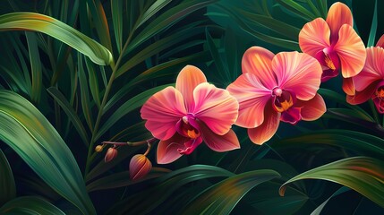 Close-up of a multicolored orchid flower plant, Generative AI.
